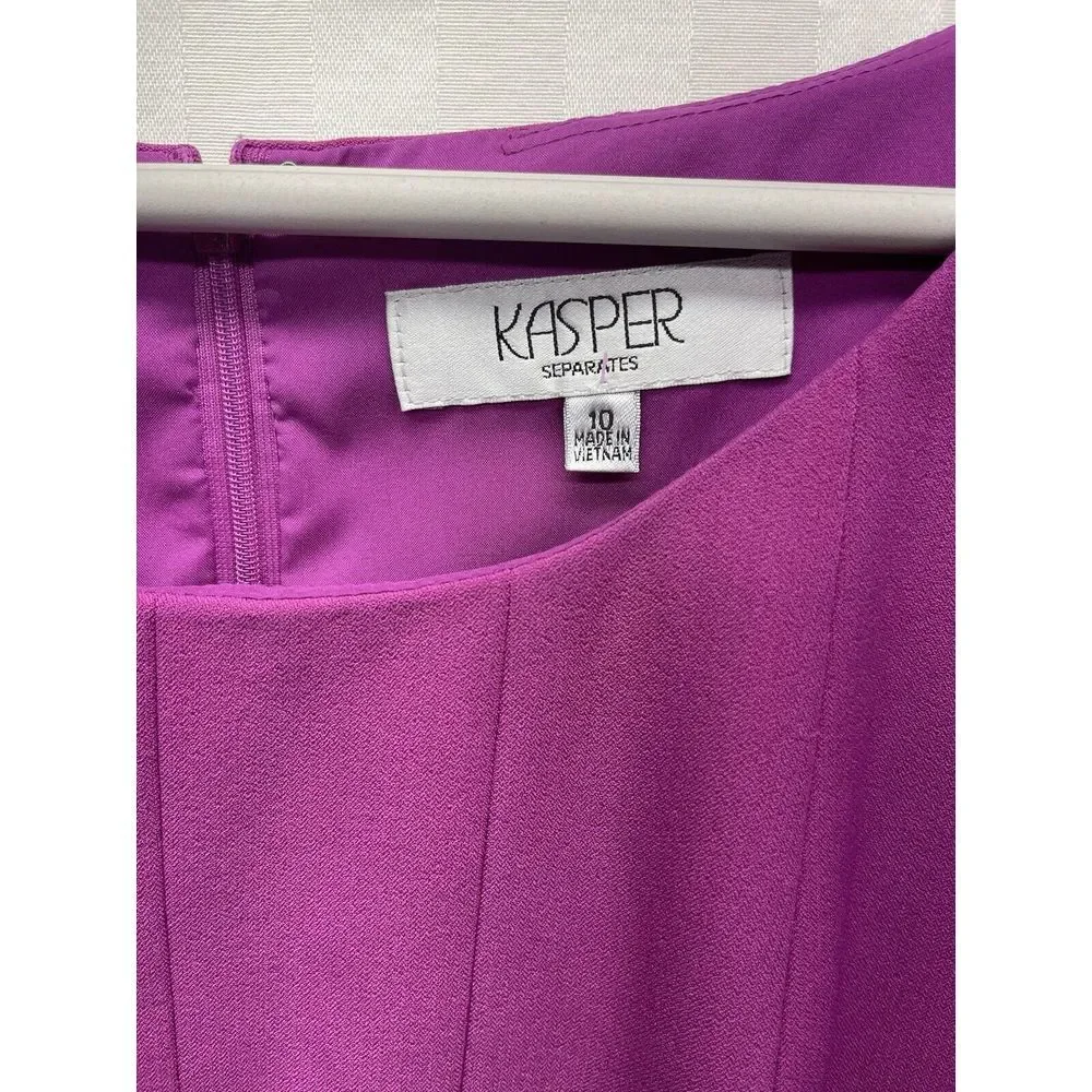 Kasper Crepe Princess Sheath‎ Dress Fuschia Size 10 Back Zip Sleeveless Stretch - Picture 2 of 3
